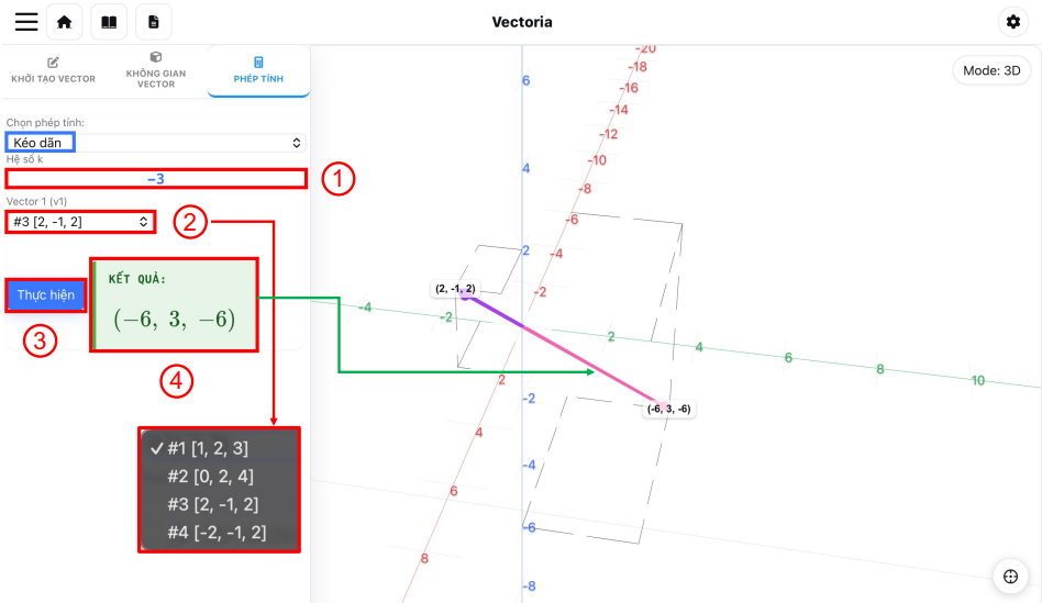 Thực hiện Phép kéo dãn vector