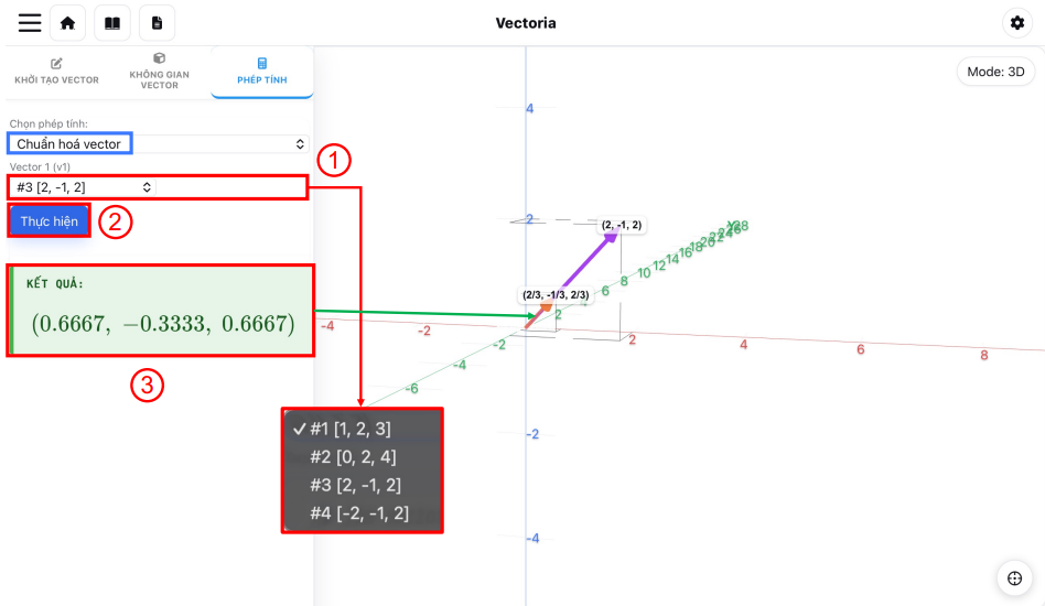 Thực hiện Phép chuẩn hoá vector